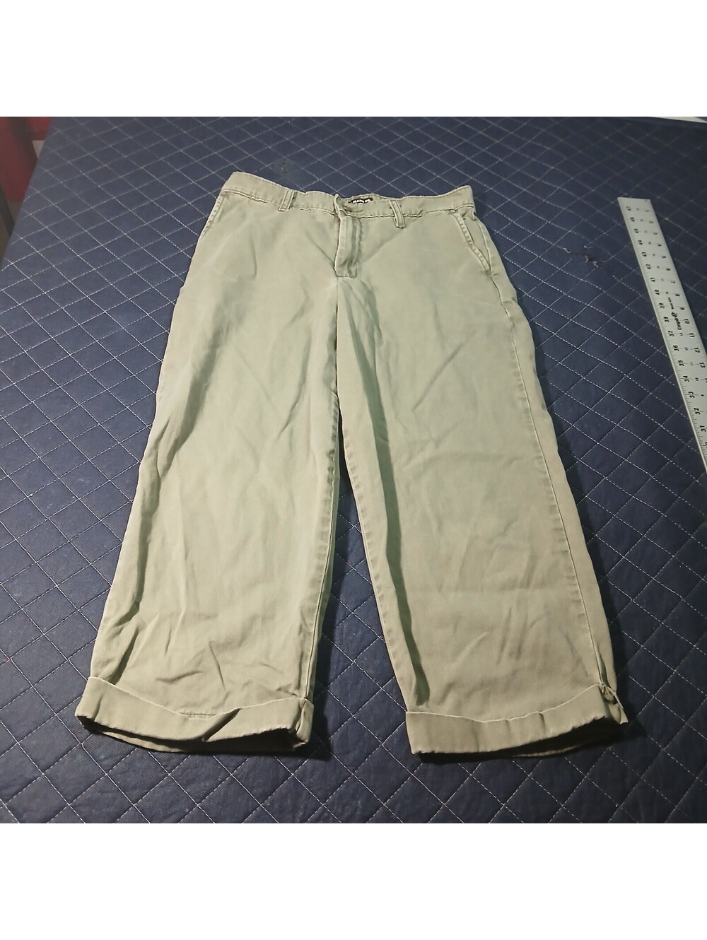Polo Jeans Co Y2K Cropped Chino Pants Khaki Green Cotton Womens Size 2